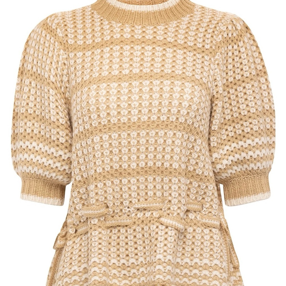 Anna Cate Alexa Tan & White Sweater size L - Picture 2 of 7
